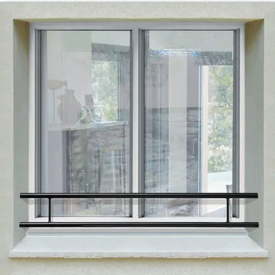 Image de Barre d’appui 2 lisses pour fenêtre 185 cm (cote tableau) – Acier rond d40 mm – Prépeinte noir – Fixation par Scellement