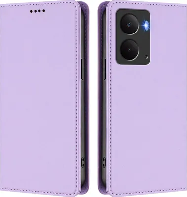 Immagine prodotto di Custodia in pelle per Realme P3, custodia magnetica in Finto cuoio con supporto viola chiaro