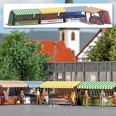 Image de Busch H0 1824 4 stands de marché - NOUVEAU