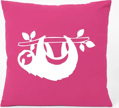 Produktbild von Huuraa Kissen Faultier Silhouette 40x40cm mit Füllung Fuchsia Baumwolle Dekokissen Geschenkidee