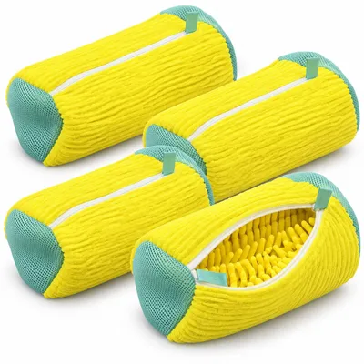 Produktbild von 4 Stück Premium Schuhwaschbeutel Edition 2025 für die Waschmaschine, Waschbeutel Sneaker Schuhe Wäschesack mit 360°Reinigungsflaum und Reißverschluss.
