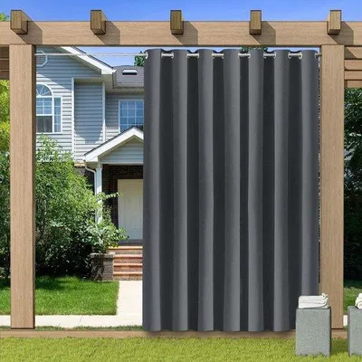 Obrázok produktu pre Záclona na terasu s trojitou tkaninou – 213 x 241 cm – nepremokavá – ázijský dizajn