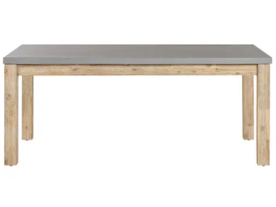 Produktbild von BELIANI Tisch Grau / Heller holzfarbton Faserzement / Akazienholz 180 x 90 cm Indoor & Outdoor Garten Schlafzimmer Wohnzimmer