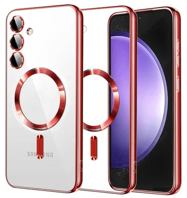 Produktbild von Techsuit Luxury Crystal Back Cover Hülle mit MagSafe für Samsung Galaxy S23 FE - Rot