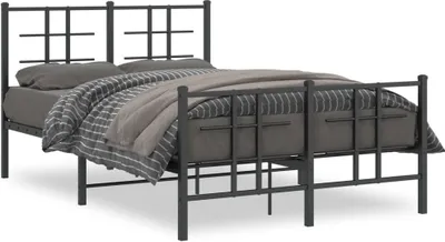 Produktbild von Design Bettgestell mit Kopf- und Fußteil Metall Schwarz 120x200 cm, Klassische Betten 2024 Neu