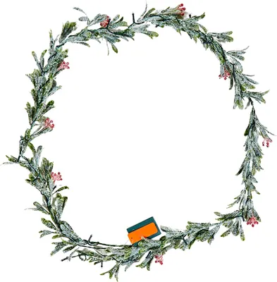 Produktbild von SucceBuy Weihnachtsgirlande, 2 m, naturgetreues Grün, Tannengirlande mit Weinreben, Olivenblättern und Beeren, künstliche immergrüne Girlande mit Lichterkette, festliche Dekoration für Kaminsims