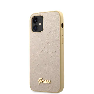 Produktbild von Guess GUHCP12SPUILGLG iPhone 12 mini 5.4  gold/gold Hardcase Iridescent Love Script Gold Logo Handyhülle