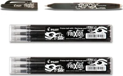 Produktbild von 1 Pilot Frixion Ball schwarz + 6 Ersatzminen 0.7 schwarz