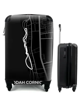 Produktbild von MuchoWow® Koffer Handgepäck Trolley Rollkoffer Kleine Reisekoffer mit 4 Rollen - Rennstrecke - Sport - Saudi-Arabien - Formel 1 - Jeddah Corniche Circuit - Schwarz - Cabin Size < 55x40x23 cm & 55x40x20 cm - Fotokoffer - Kabinenkoffer - Boardgepäck - Reise-Box - Reisekoffer - Reisegepäck - Koffer mit Bild - Trolley für Kinder