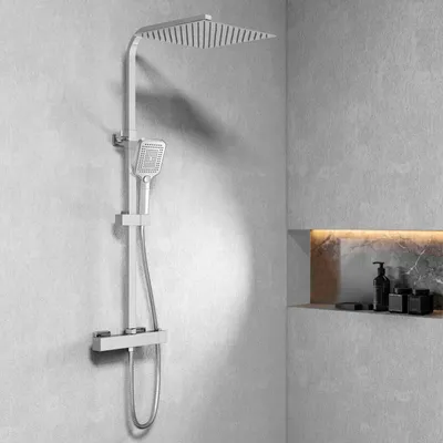 Produktbild von AICA Thermostat-Duschset in Chrom mit Kopfbrause und Handbrause