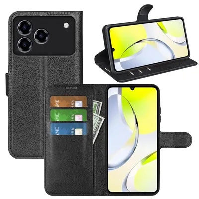 Produktbild von Für ZTE Blade A76 4G Kunstleder Book Wallet Smart Handy Tasche Hülle Schwarz