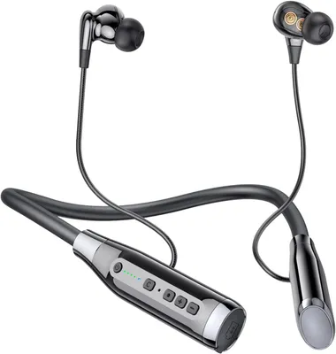 Produktbild von Bluetooth-Kopfhörer mit Nackenbügel, 100 Stunden besonders lange Wiedergabezeit, mit Mikrofon, 4 Lautsprechern, kräftigen Bässen, Geräuschunterdrückun