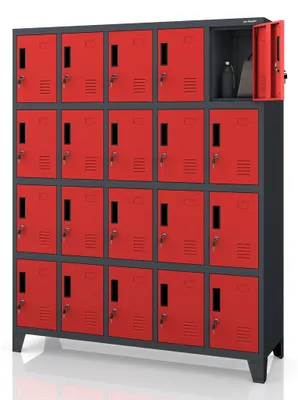 Immagine prodotto di Armadietto 5B4A Armadietto con 20 scomparti Armadietto in metallo verniciato a polvere 172 cm x 136 cm x 45 cm Rosso antracite