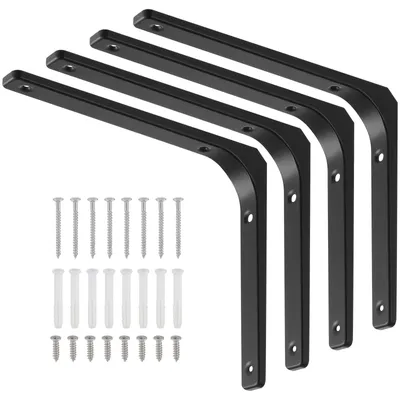 Productafbeelding van 4 stuks plankbeugels, draagvermogen 70 kg, muurhoekbeugel, voor planken 10-20 mm dik