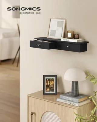 Produktbild von Wandrek, zwevend, 2-lagig, bis 15 kg belastbar, 15 x 65 x 10 cm, für Wohnzimmer, Büro, einfache Montage, modern, vintage braun