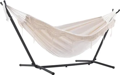 Produktbild von Doppelte Baumwoll-Hängematte Mit Ständer (250 Cm) – Natürlich