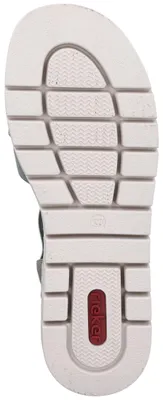 Produktbild von Rieker Damen Sandale mit Gummizug und T-Riemen mit maritimen Perlen V4949, Größe:40 EU, Farbe:Grün