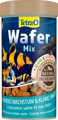 Produktbild von Tetra Wafer Mix - Fischfutter für alle Bodenfische (z.B. Welse) und Krebse, für gesundes Wachstum und Vitalität, 250 ml Dose