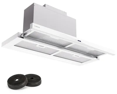 Image de Klarstein Dunstabzugshaube 90cm, Abluft-Dunstabzugshaube mit Spülmaschinenfestem Filter aus Aluminium, Leise Abzugshaube Abluft, 640m³/h Luftstrom, Effiziente Wandhauben mit LEDs & Touch Controls