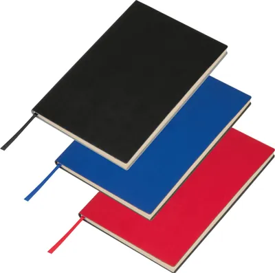 Produktbild von 3x Notizbuch / flexibel / DIN A5 / 160 Seiten / Farbe: je 1x schwarz, rot, blau