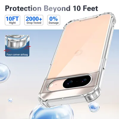 Immagine prodotto di Custodia trasparente per Google Pixel 7, retro trasparente ibrido, copertura antiurto con paraurti in TPU