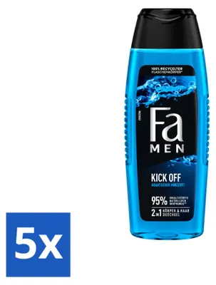 Zdjęcie produktu dla 5 sztuk żelu pod prysznic Fa Men, zapach: woda i mięta, pojemność: 250 ml, zestaw ekonomiczny