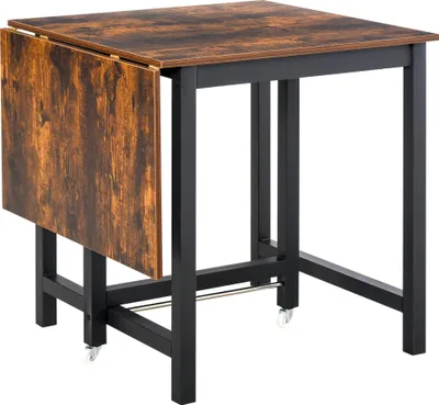 Produktbild von Faltbarer Esstisch, Industrieller Tisch, klappbar, aus Metall und Holz, platzsparend, Braun