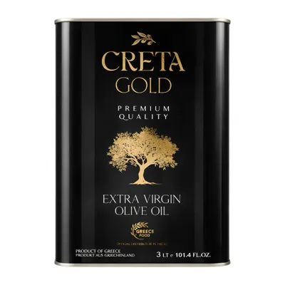 Creta Gold Olivenöl 3L Kanister auf weißem Grund