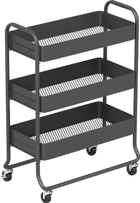 Produktbild von Küchenwagen, 3 Körbe, 4 Rollen, Metall, Schwarz