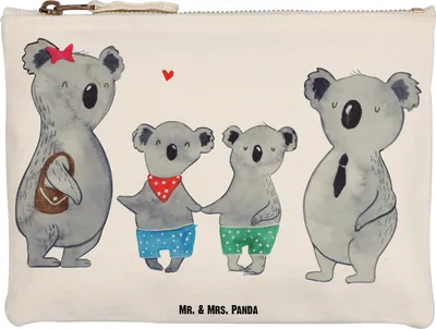 Produktbild von Mr. & Mrs. Panda aufbewahrungstasche Koala Familie zwei Grösse XL Große - Weiß - Geschenk, Stoffbeutel, Etui, Federmappe, Koalabär, kosmetiktäschchen, Pouch, Zusammen