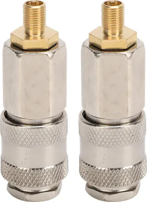 Image de 2 paquets d'adaptateurs portables pour compresseurs d'air Acier à haute performance Filetage mâle vers valve US 3 en 1 Coupleur rapide pour gonfleur de pneu