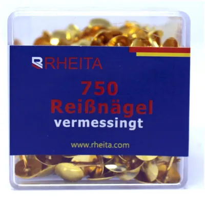 Produktbild von Rheita Reissnägel, messing, 750 Stück in Klarsichtbox