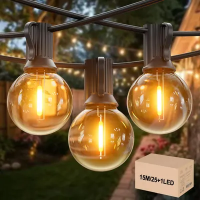 Lichterkette G40, 15 m, 25+1 LEDs, warmweiß, IP45, verlängerbar
