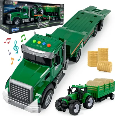 Produktbild von Großer Transporter mit Traktor – Bauernhof Spielzeug mit Licht & Sound, Push-and-Go LKW für Kinder ab 3 Jahren