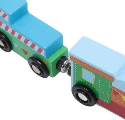 Immagine prodotto di Set di trenini in legno in 3 pezzi, parco divertimenti, combinazione multifunzionale per bambini