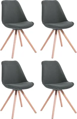 Produktbild von 4er Set Stühle Toulouse Stoff Natura Rund dunkelgrau