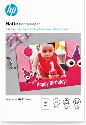 Image de HP Fotopapier Matt 8,8 mil 100x150mm 180g/m2 - 25Blatt