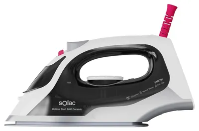 Obrázek produktu pro Solac PV2400, Napařovací žehlička, Keramická žehlicí plocha, 1,8 m, 120 g/min, Černá, Bílá, 30 g/min