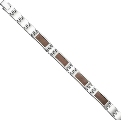 Produktbild von JOBO Herren Armband aus Edelstahl mit braunen Kohlenstoffstahln 21 cm