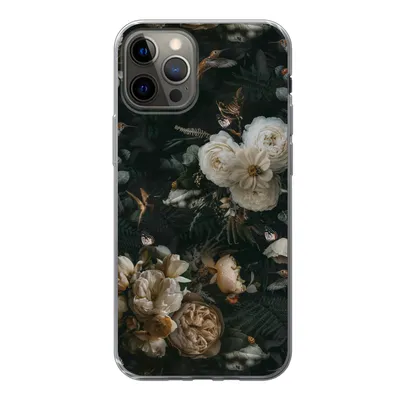 Produktbild von MuchoWow® Handyhülle Schutzhülle Hülle für iPhone 12 Pro Blumen - Muster - Vogel Silikon Softcase Handy Hülle - Abdeckung