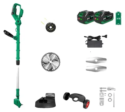Immagine prodotto di Tagliaerba elettrico, motore brushless, altezza di taglio regolabile, 2 batterie