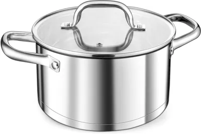 Produktbild von TEAMFAR Kochtopf 20cm Edelstahl Nudeltopf Induktion 3-Lagen Boden 3,8L Suppentopf Fleischtopf Glasdeckel