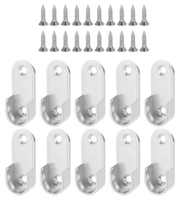 Kleiderstangenhalter, 10 Stück, silber, Wandmontage, mit Schrauben