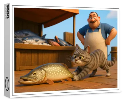 Produktbild von raxxa Premium-Puzzle "Dieser Fisch gehört mir - Katze mit Hecht", 1000 Teile