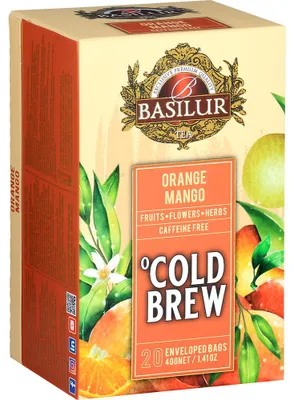 Zdjęcie produktu dla Basilur COLD BREW ORANGE MANGO herbata owocowa MANGO POMARAŃCZA bezkofeinowa - 20x2g