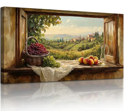 Zdjęcie produktu dla Obraz na płótnie, dekoracja ścienna przedstawiająca krajobraz winnicy, wymiary 73 x 146 cm