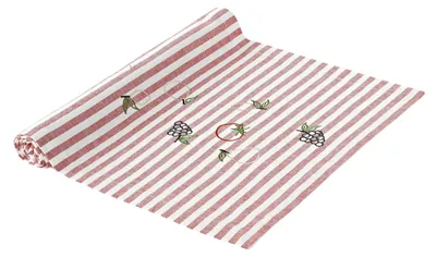 Zdjęcie produktu dla Bieżnik Westwing, melonowy wzór, bawełna, pasy biało-czerwone, 40 x 150 cm