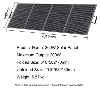Immagine prodotto di Pannello solare da 200 W - Monocristallino e flessibile, pieghevole - Alta efficienza - Ideale per camper e viaggi