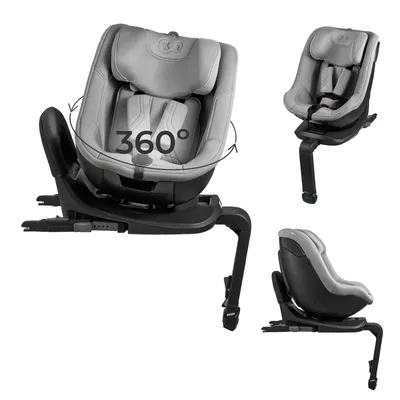Obrázok produktu pre Kinderkraft I-GUARD PRO, otočná autosedačka o 360°, i-Size R129, inštalácia proti smeru jazdy aj po smere jazdy, ISOFIX a oporná noha, vetraná škrupina, sivá
