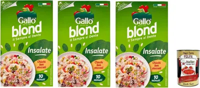 Produktbild von Gallo blond Insalate, 100% Italienischer Reis, Ideal für Salatrezepte, Kochzeit 10 Minuten,3x 1Kg + Italian Gourmet Polpa di Pomodoro 400g Dose